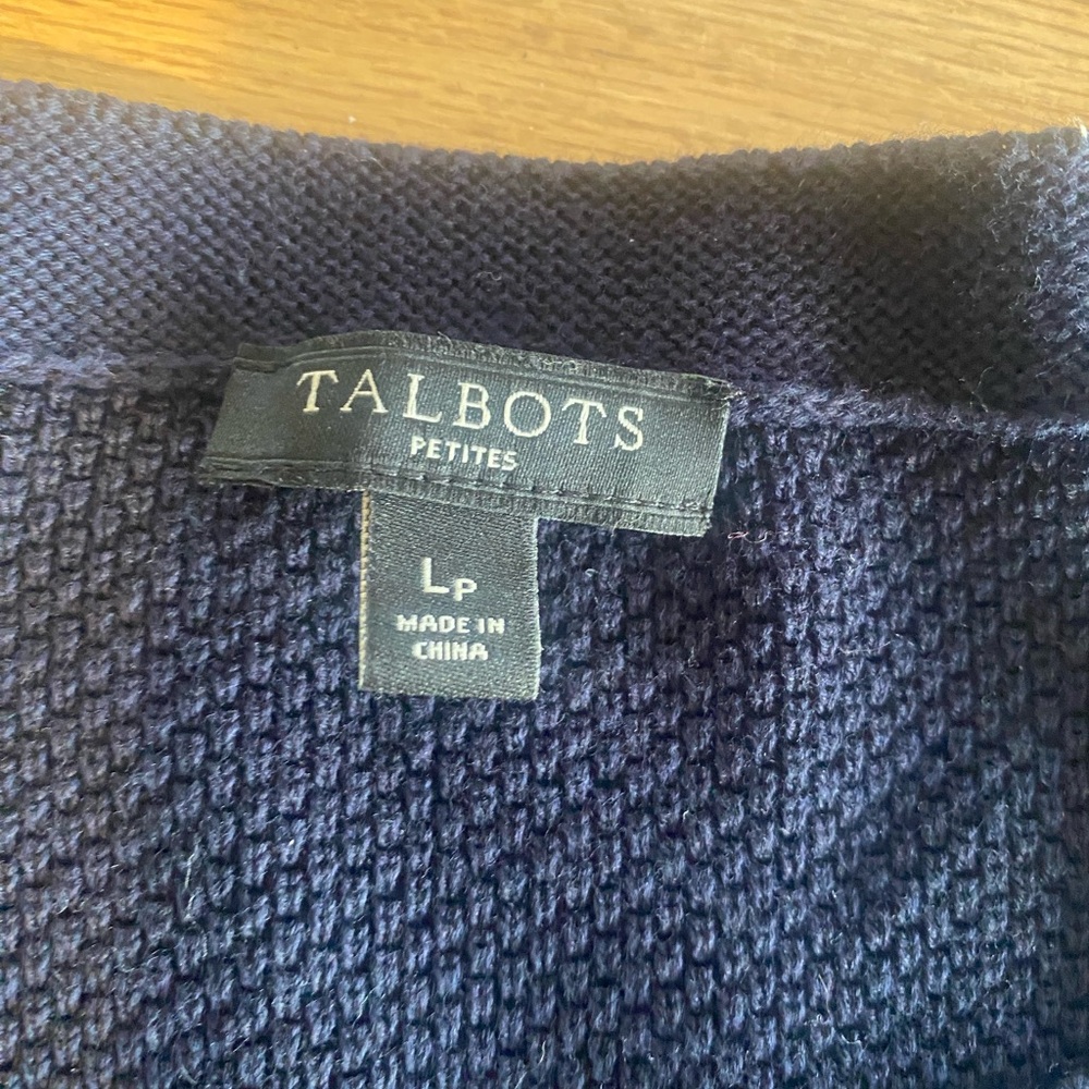 Talbots Dark Blue Textured Knit Top Women’s Large Petite Preloved - Picture 4 of 8